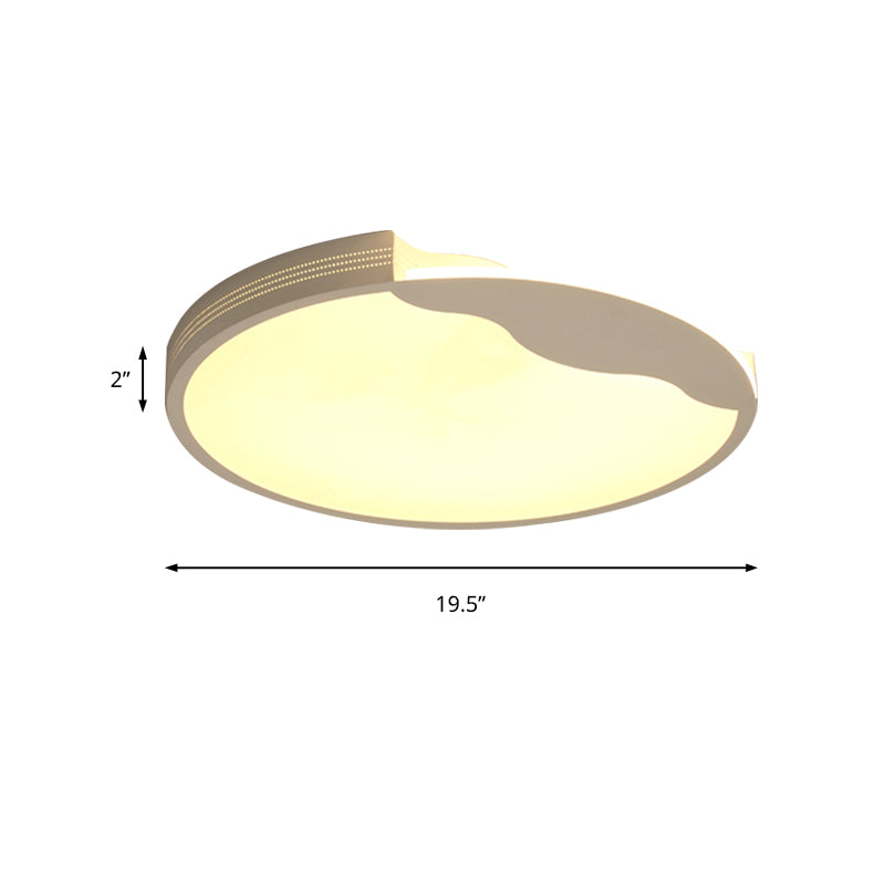 Modern White Led Flush Mount Ceiling Light Fixture With Acrylic Shade – Warm/White Lighting