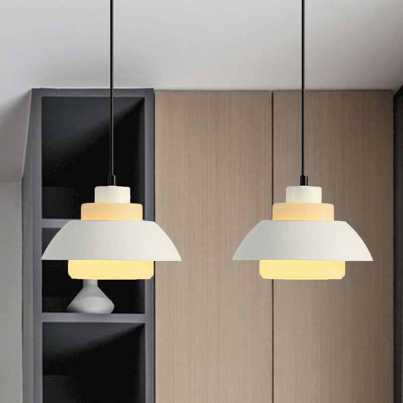 Stylish Black/White Flared Shade Hanging Lamp - Macaron 1 Light Pendant For Dining Room