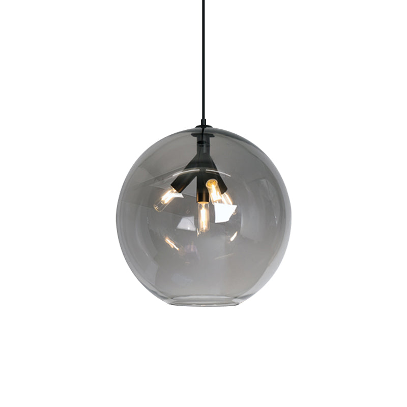 Contemporary Clear Glass Mini Chandelier Triple Head Pendant Black/Gold Finish