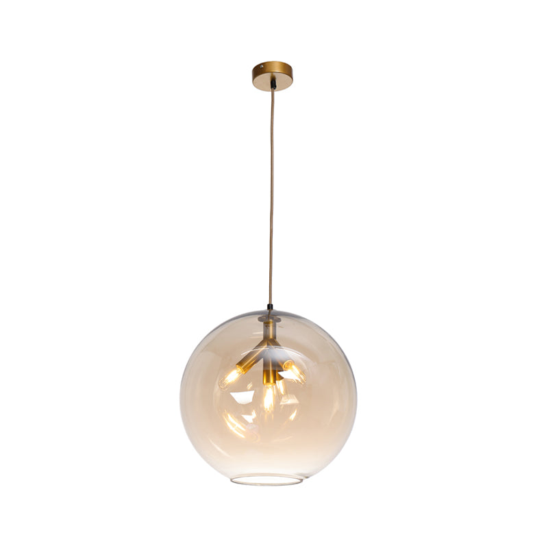 Contemporary Clear Glass Mini Chandelier Triple Head Pendant Black/Gold Finish
