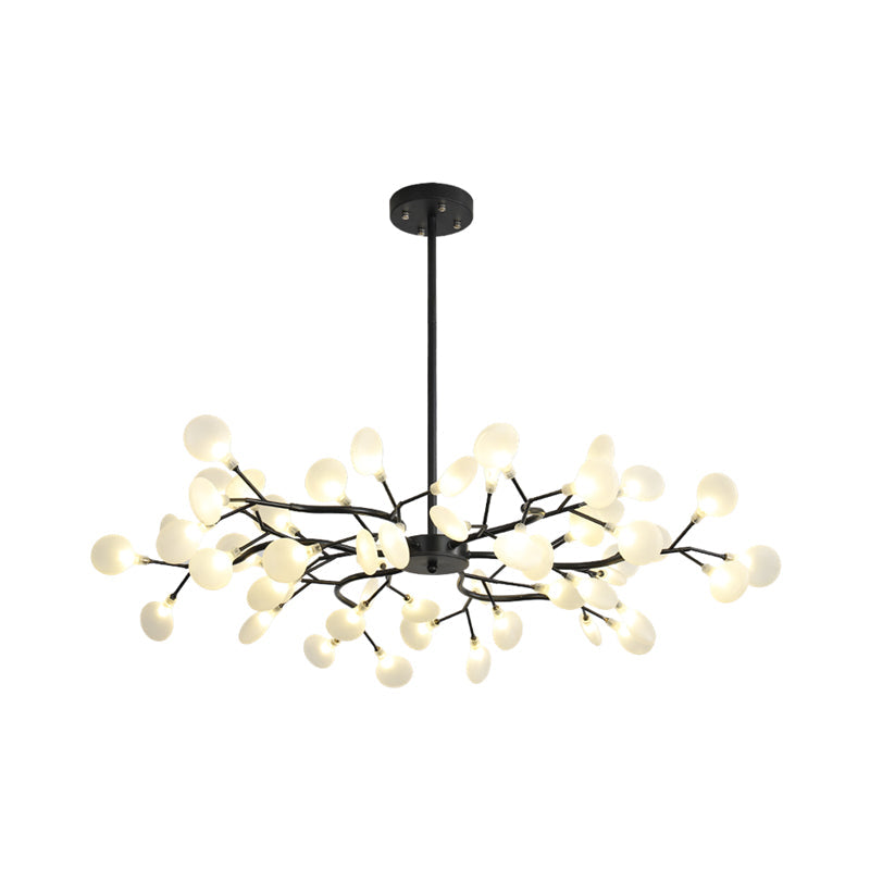 Frosted Black Branch Chandelier - Modern Metallic Suspended Light For Restaurants