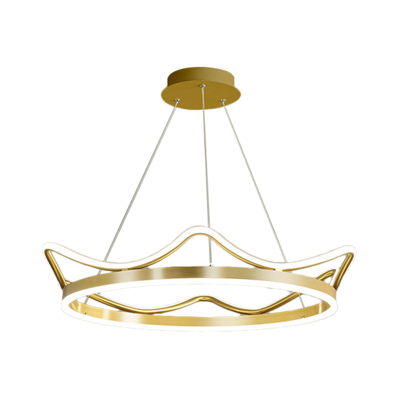 Modern Gold Crown Chandelier - Stylish 20.5’/27.5’ Dia Led Pendant Light In Warm/White