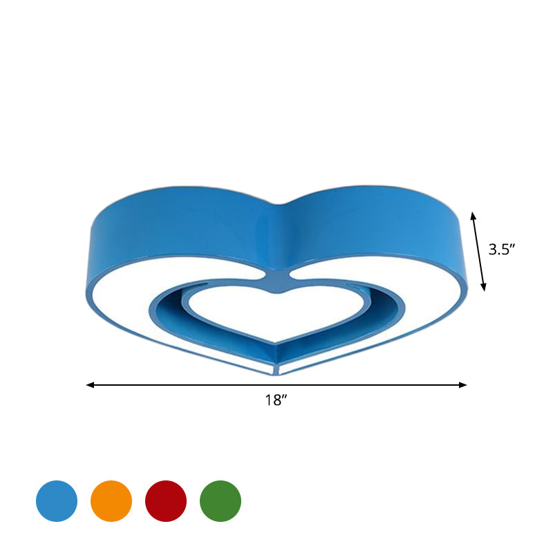 Kids’ Acrylic Dual Loving Heart Led Flush Ceiling Light - Red/Yellow/Blue Mount Lamp For Bedroom
