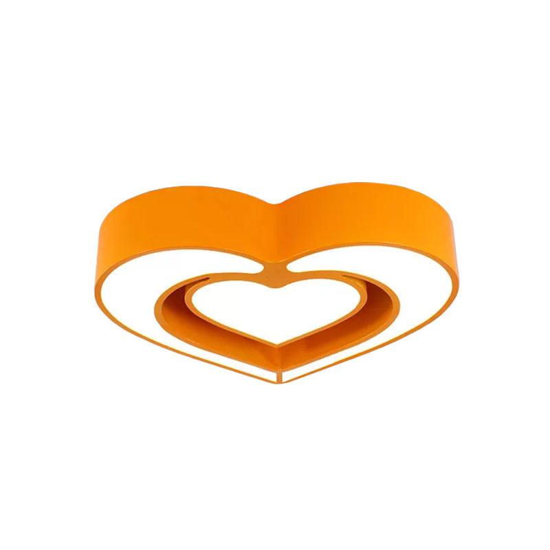 Kids’ Acrylic Dual Loving Heart Led Flush Ceiling Light - Red/Yellow/Blue Mount Lamp For Bedroom