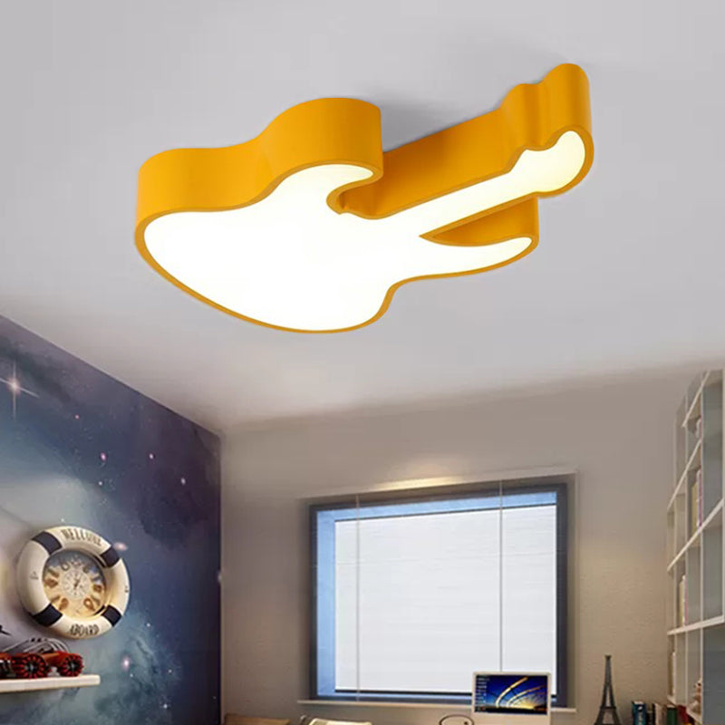 Guitar Baby Led Ceiling Light For Kids Bedroom - Acrylic Mount Fixture Yellow / 23.5 White