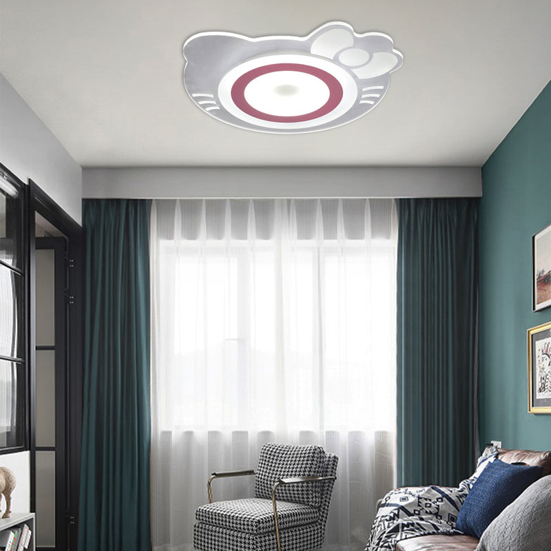 Girl Bedroom Kitten Led Ceiling Light In White And Pink - Adorable Stylish