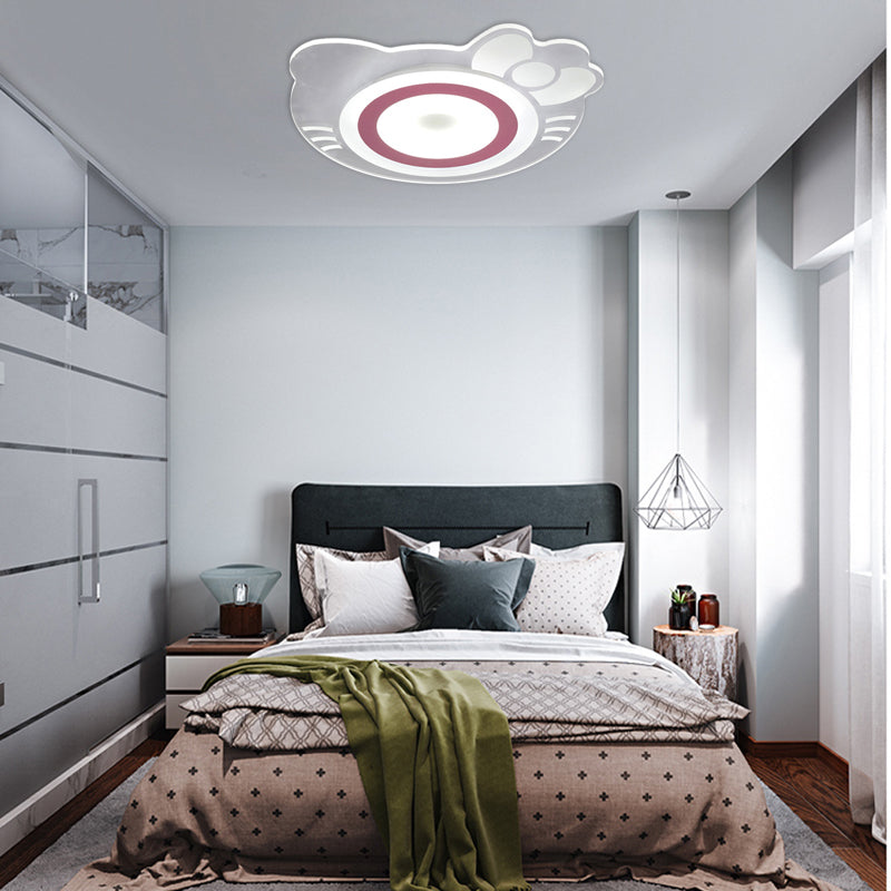 Girl Bedroom Kitten Led Ceiling Light In White And Pink - Adorable Stylish