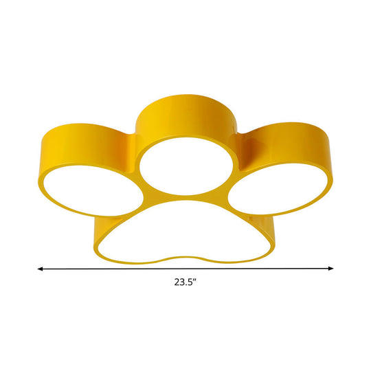 Hallway Home Paw Led Flushmount Ceiling Light - Acrylic Kids’ Lovely Design