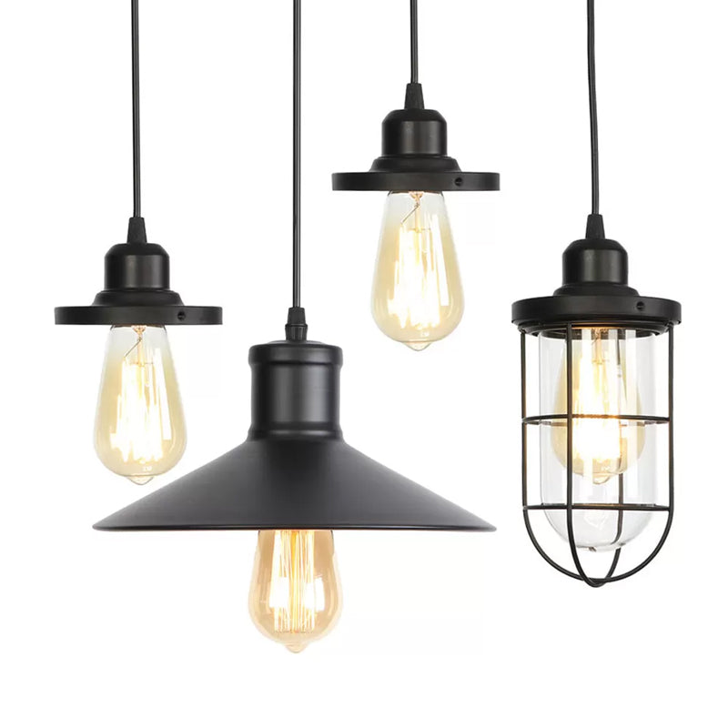 Metallic Cone Shade Pendant Light - Rustic Dining Room Ceiling Lamp