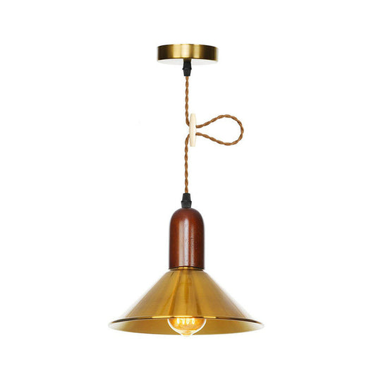 Antiqued Iron Bronze Ceiling Pendant Light - Disc/Dome/Cone Design Single-Bulb Ideal For Dining Room