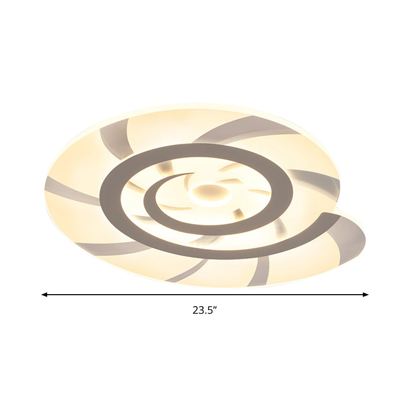 White Acrylic Snail Shell Led Ceiling Light - Perfect For Kids Bedroom!