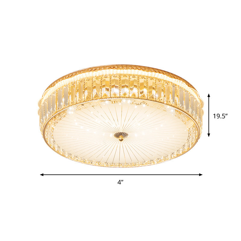 Modern White Glass Ceiling Flush Mount Spotlight With Crystal Block - Perfect For Bedrooms