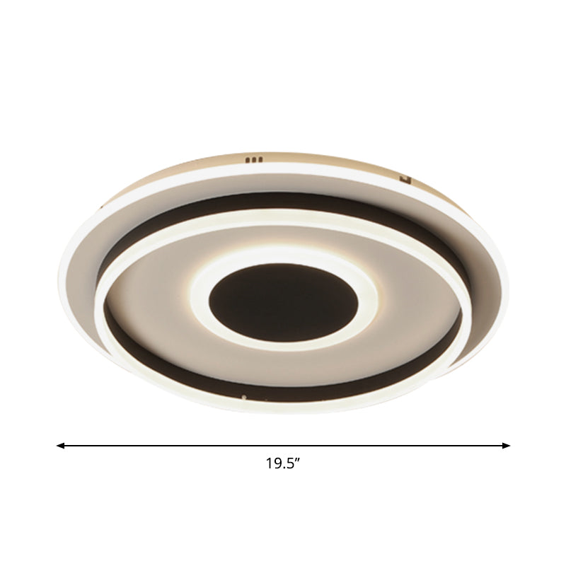Modern Black Led Flush-Mount Ceiling Lamp With Acrylic Shade - Living Room Light White/3 Color