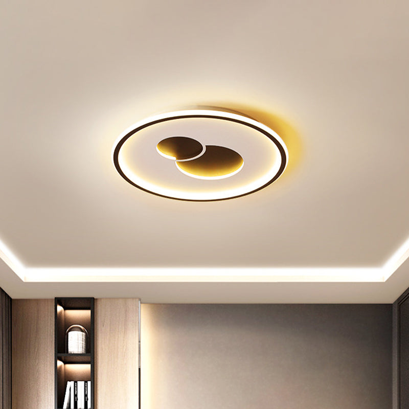 16/19.5 Black/Gold Led Flushmount Ceiling Light With Simplicity Acrylic Design