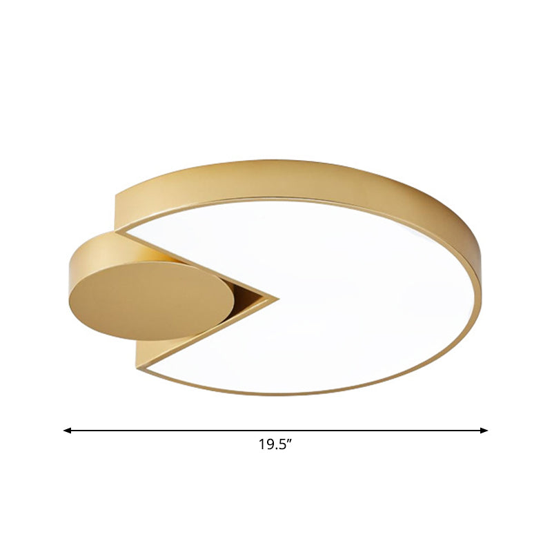 Modern Geometric Led Ceiling Light In Gold With 3 Color Options – Minimalistic Flush-Mounted