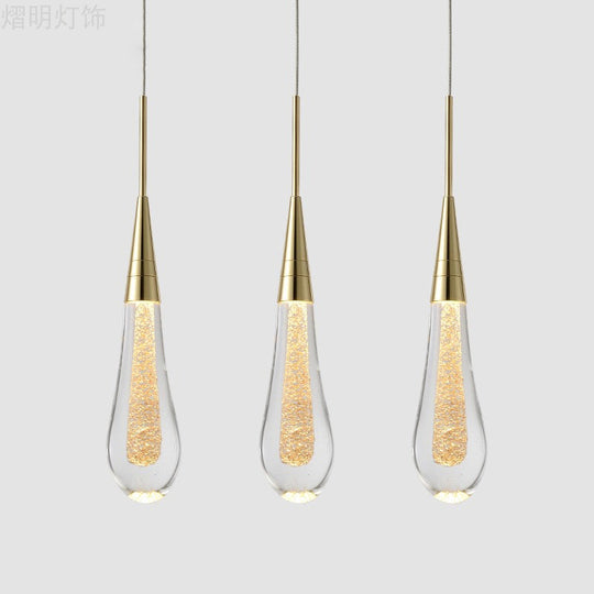 Modern Gold Drop Pendant With Clear Crystal – Stylish 1-Light Ceiling Lamp For Dining Room
