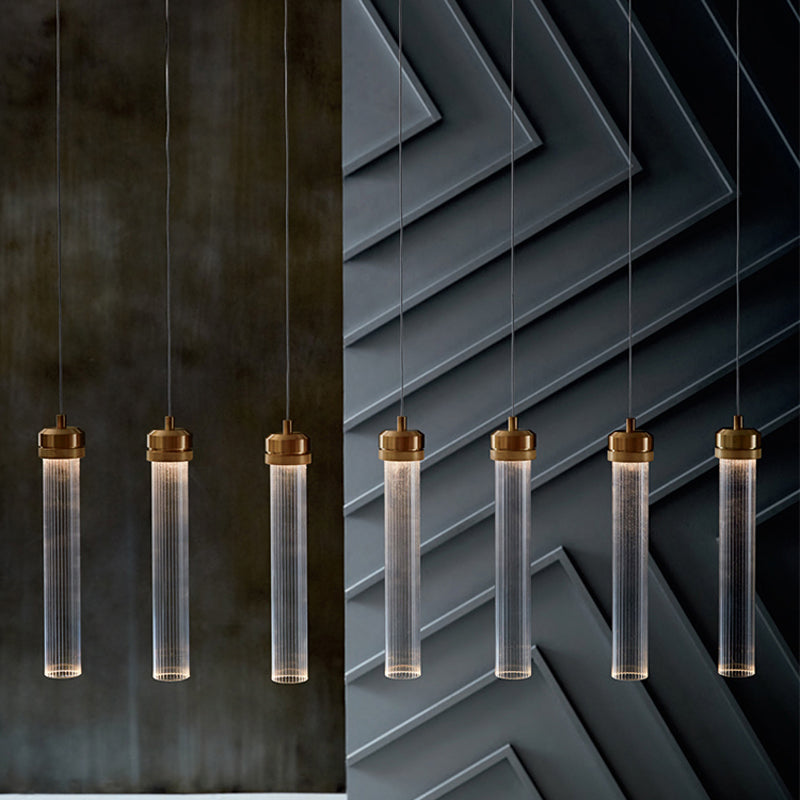 Gold Fluted Glass Pendant Light - Modern Simplicity For Dining Table