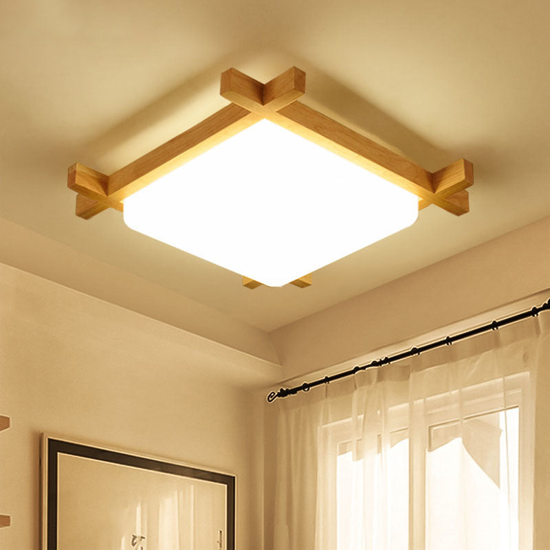 Nordic Led Acrylic Ceiling Lamp: Wood Chessboard Flush Mount Light Fixture (15’/16.5’/20.5’)