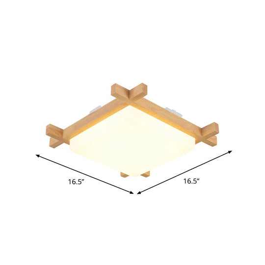 Nordic Led Acrylic Ceiling Lamp: Wood Chessboard Flush Mount Light Fixture (15’/16.5’/20.5’)