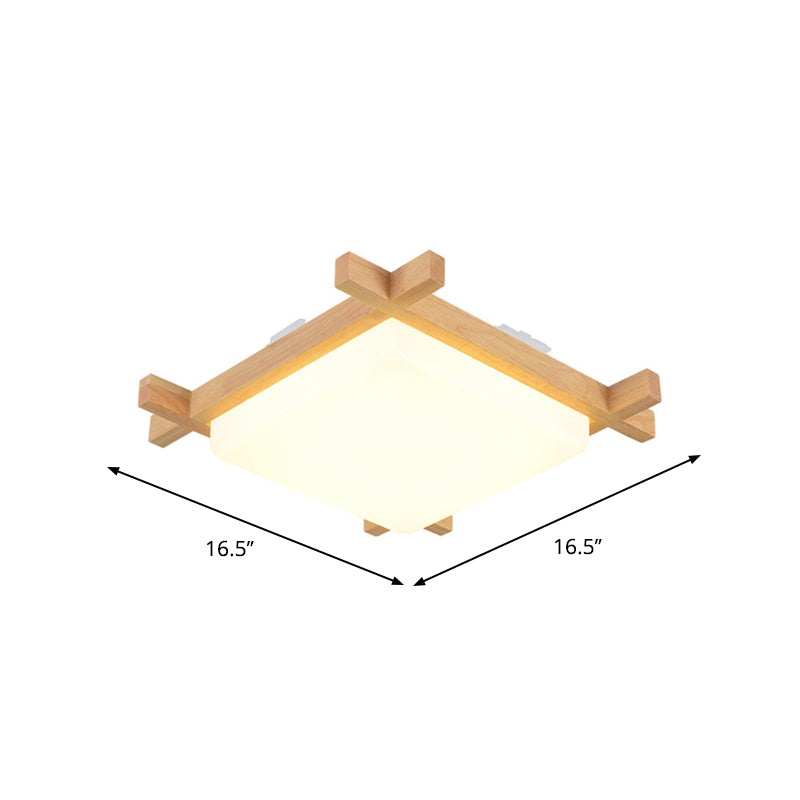 Nordic Led Acrylic Ceiling Lamp: Wood Chessboard Flush Mount Light Fixture (15/16.5/20.5) In
