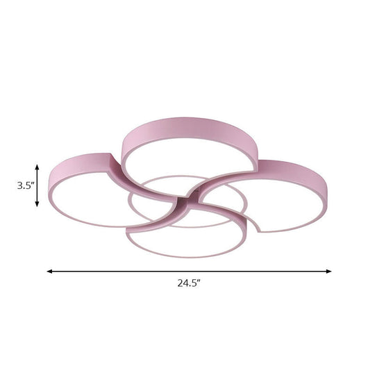 Floral Flush Ceiling Light For Kids Spaces - Metal And Acrylic Lamp Kindergarten Corridor