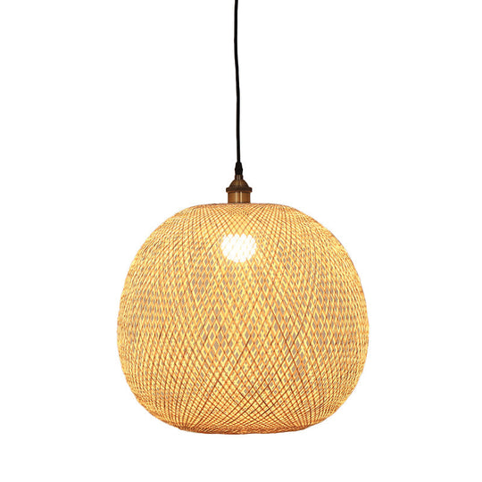12’/14’/21.5’ Asian Beige Pendant Lamp With Bamboo Shade - Dining Room Suspension Light / 18’
