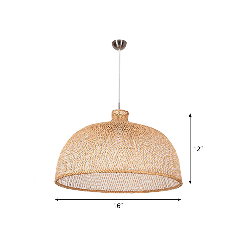 Asian Beige Bamboo Shade Pendant Light With Unique Pendulum Design