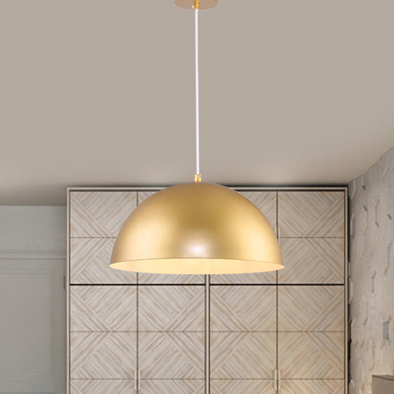 Vintage Industrial Metallic Golden Pendant Lamp 12/16 Inch Width Dome Shade 1 Bulb