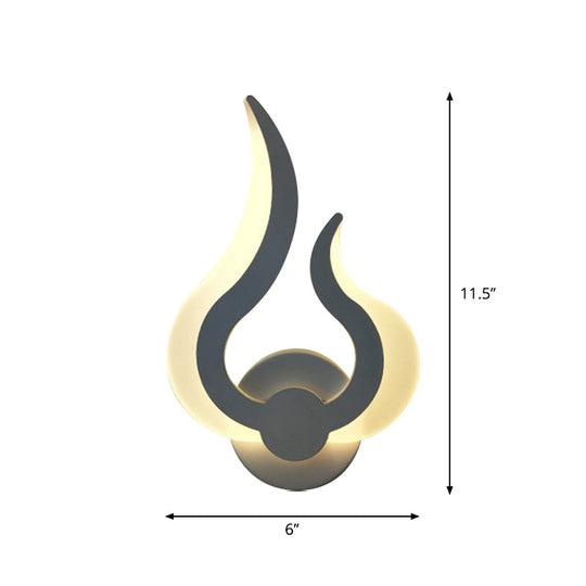 Nordic Led Flame-Shaped Wall Sconce Light For Cozy Bedroom Ambiance In Warm/White