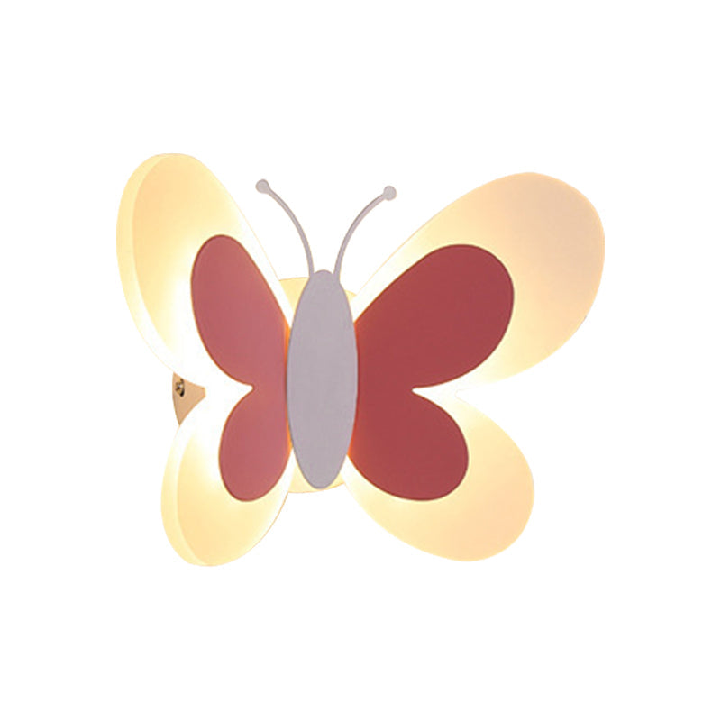 Cartoon Butterfly Led Sconce Lamp: Fun Acrylic Wall Lighting Fixture In Multiple Colors And Light
