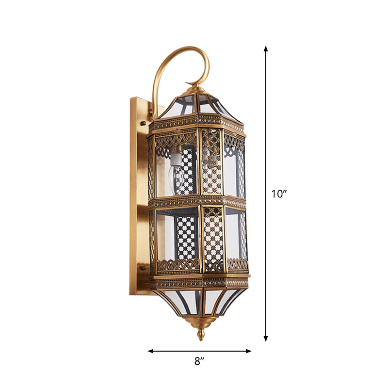 Minimalist Brass Wall Sconce With Clear/Frosted Glass - Perfect For Porch Lighting