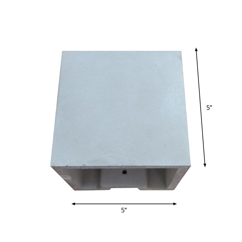 Grey Flush Mount Wall Light Nordic 1 Head - Cube/Cuboid Cement Up & Down Sconce For Stairs 4/5/7