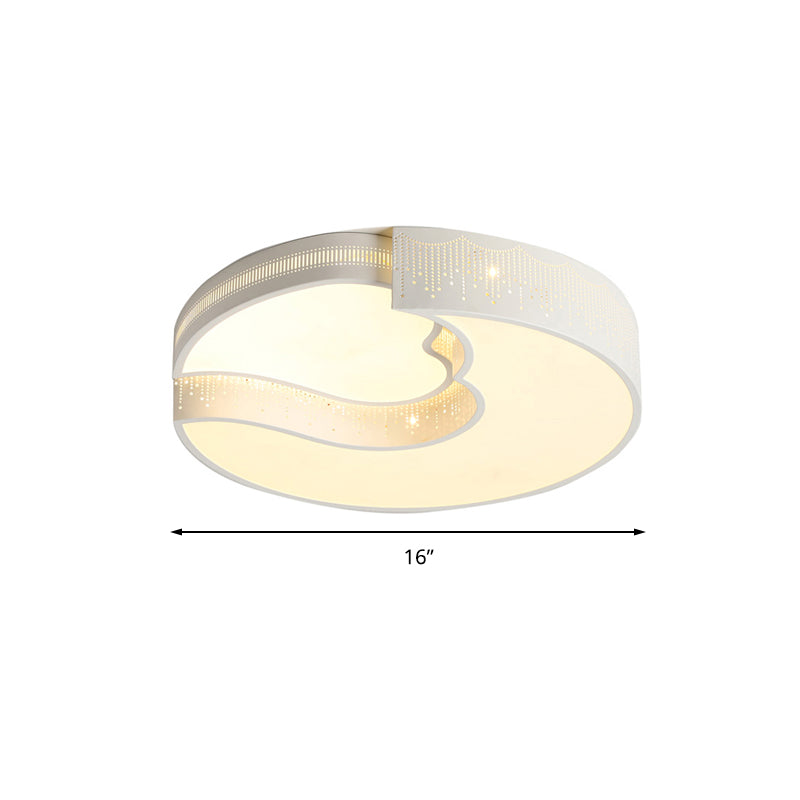 Modern White Metal Led Flushmount Ceiling Lamp For Living Room & Kitchen