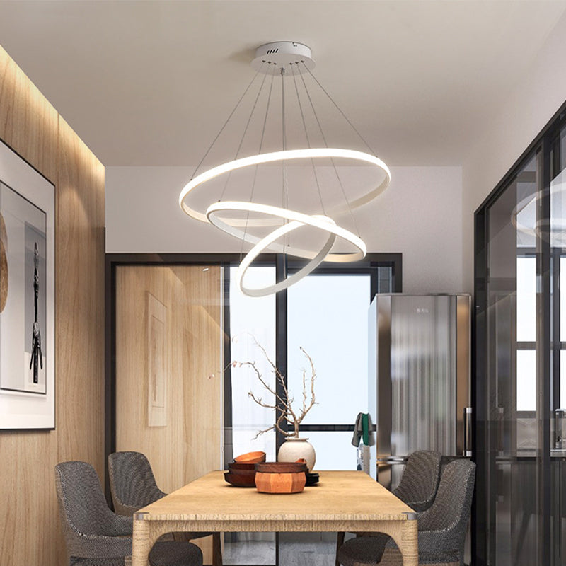 Minimalist 3-Head Led Acrylic Ceiling Suspension Chandelier - White/Coffee Small/Large