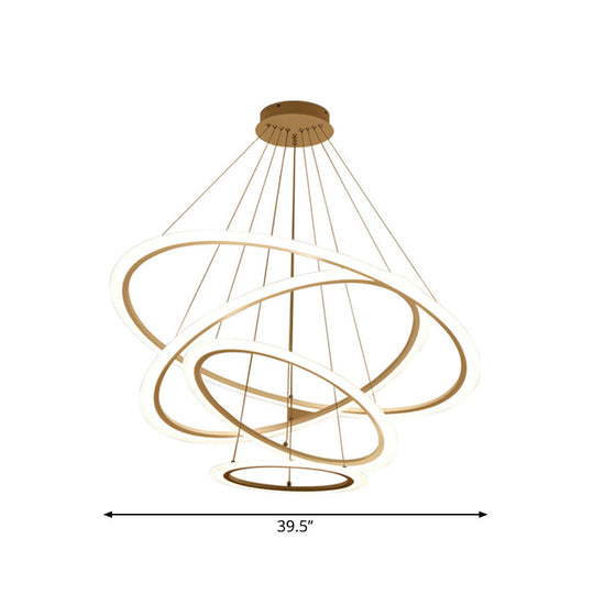 Multi Tier 2-3-4 Pendant Chandelier Acrylic White Led Ceiling Hang Light For Dining Room Lighting