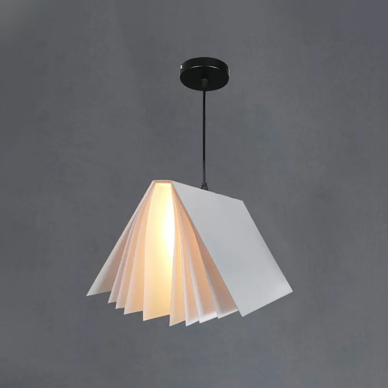 Nordic Plastic Pendant Ceiling Light: Modern 1-Bulb Book-Inspired Hanging Lamp For Living Room