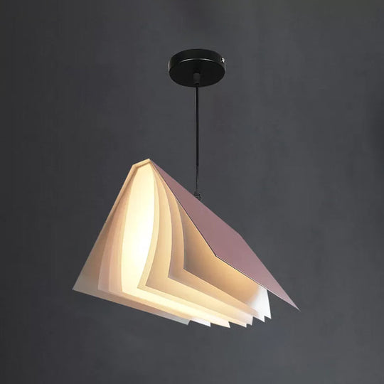 Nordic Plastic Pendant Ceiling Light: Modern 1-Bulb Book-Inspired Hanging Lamp For Living Room
