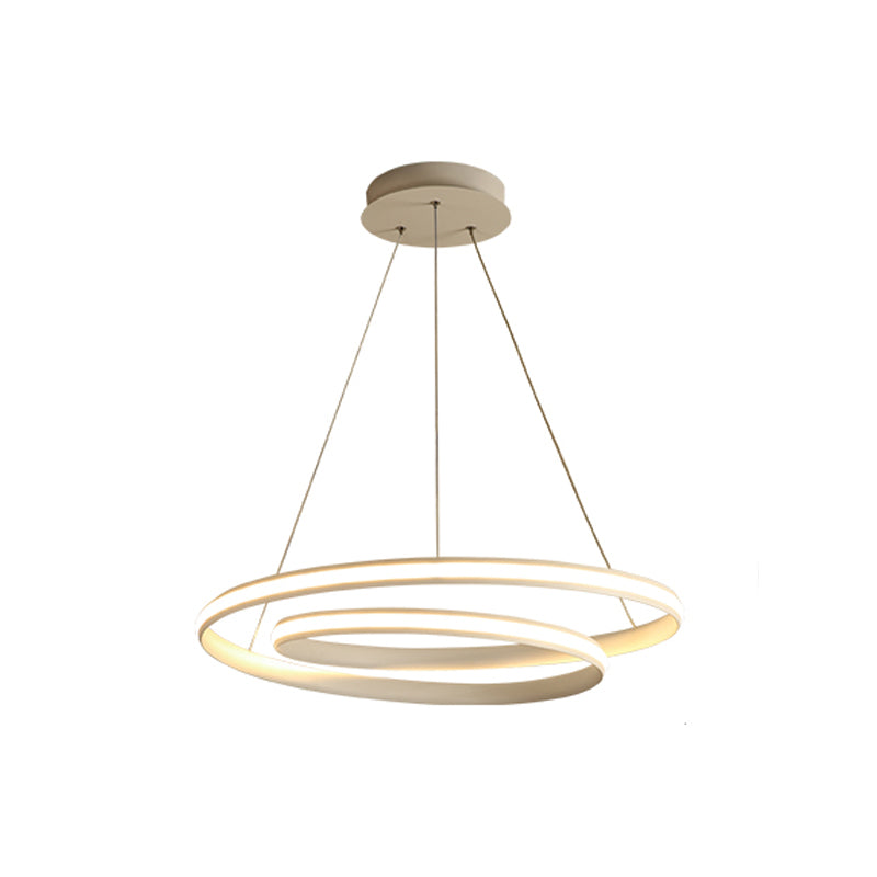 Sleek Spiral Line Chandelier: Black/White 18’/23.5’ Wide Led Pendant Lamp In Warm/White Light