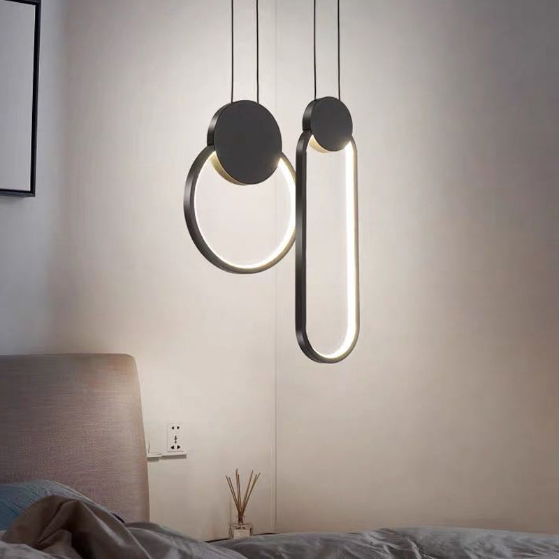 Minimalist Acrylic Hanging Ceiling Light: Oval Round Square Pendant Lighting In Black/White For