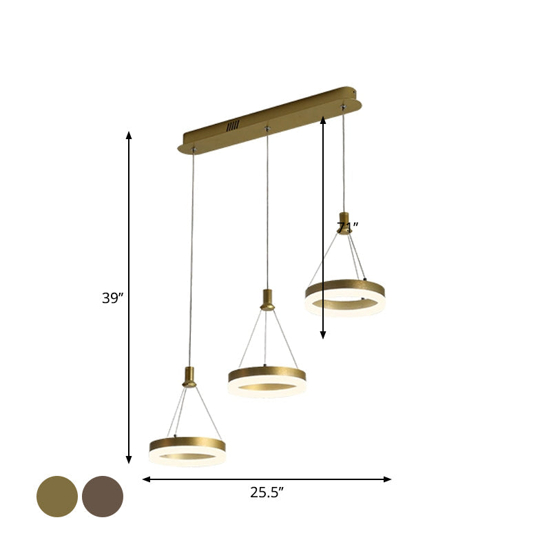 Modern Led Ring Shaped Dining Room Pendant Light In Gold/Coffee Warm/White