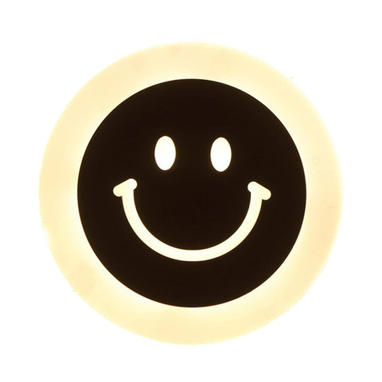 Round Led Smiley Wall Sconce Kit - Thin & Acrylic Warm/White Light For Bedroom