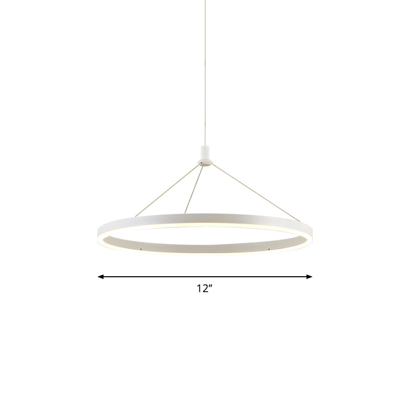 Adjustable Cord Grip Led Acrylic Pendant Chandelier- White Loop Design 12/16/47 Dia