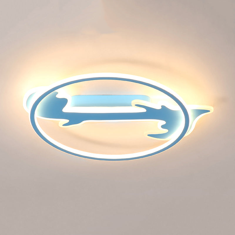 Nordic Style Led Baby Bedroom Ceiling Light With Tree Design Blue / Warm