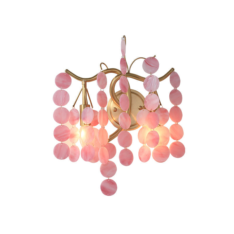 Modernist Metal 2-Head Wall Light Fixture In Brass With Crystal Deco - Bedroom Sconce Lighting