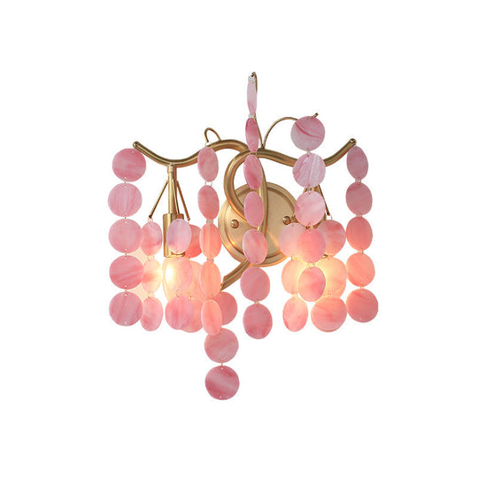 Modernist Metal 2-Head Wall Light Fixture In Brass With Crystal Deco - Bedroom Sconce Lighting
