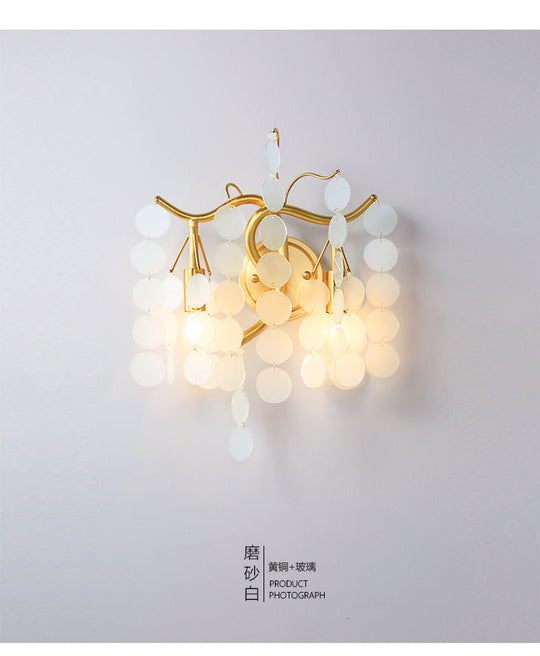 Modernist Metal 2-Head Wall Light Fixture In Brass With Crystal Deco - Bedroom Sconce Lighting White