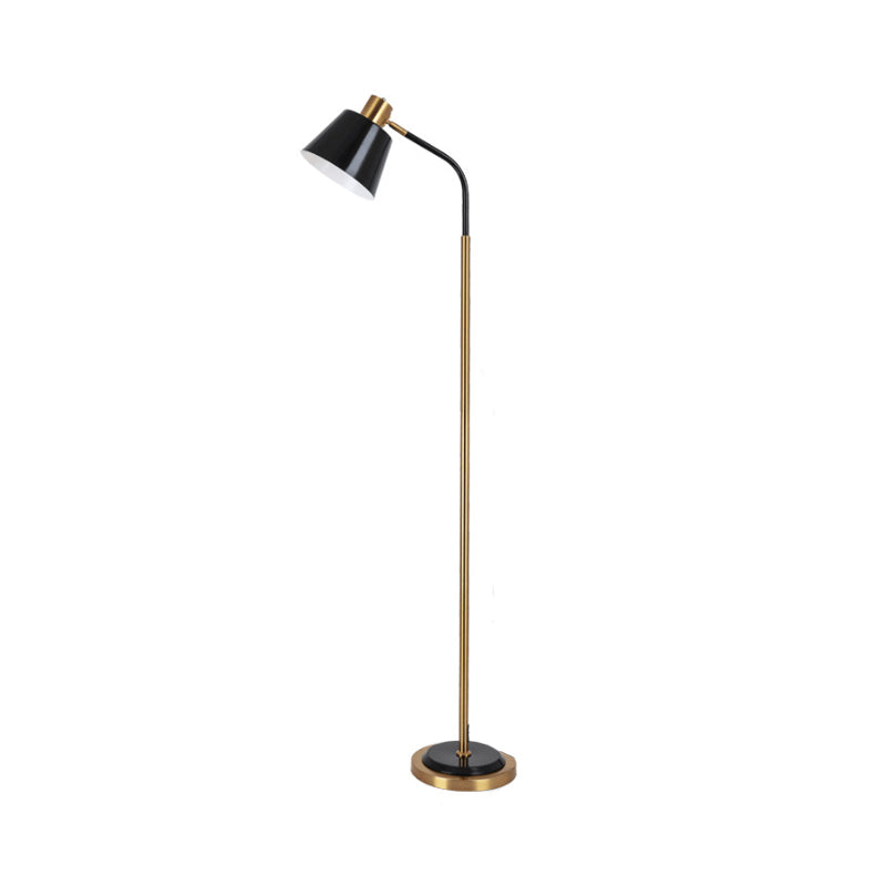Conic Rotatable Reading Floor Light - Nordic Metal Lamp In Black/White Brass Finish