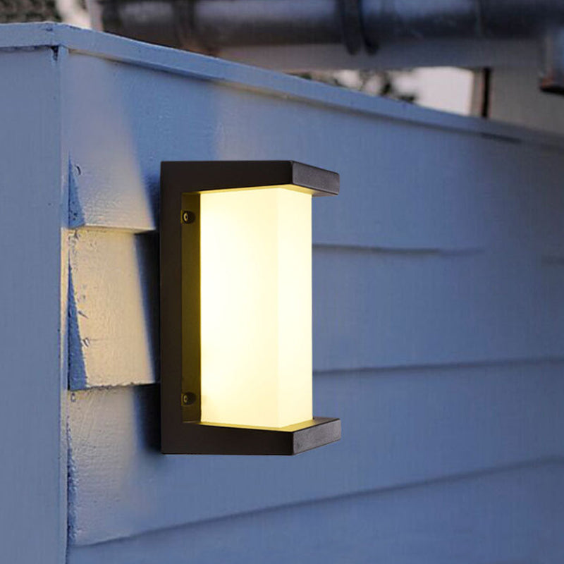 Contemporary Black Led Wall Lamp For Courtyard - Flush Mount Sconce