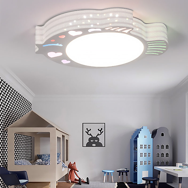 Modern White Acrylic Round Flush Mount Ceiling Light For Bedroom / B