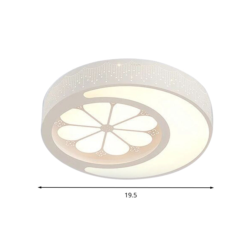 Kids’ Moon And Flower Acrylic Art Deco Flush Mount Ceiling Light For Children’s Room